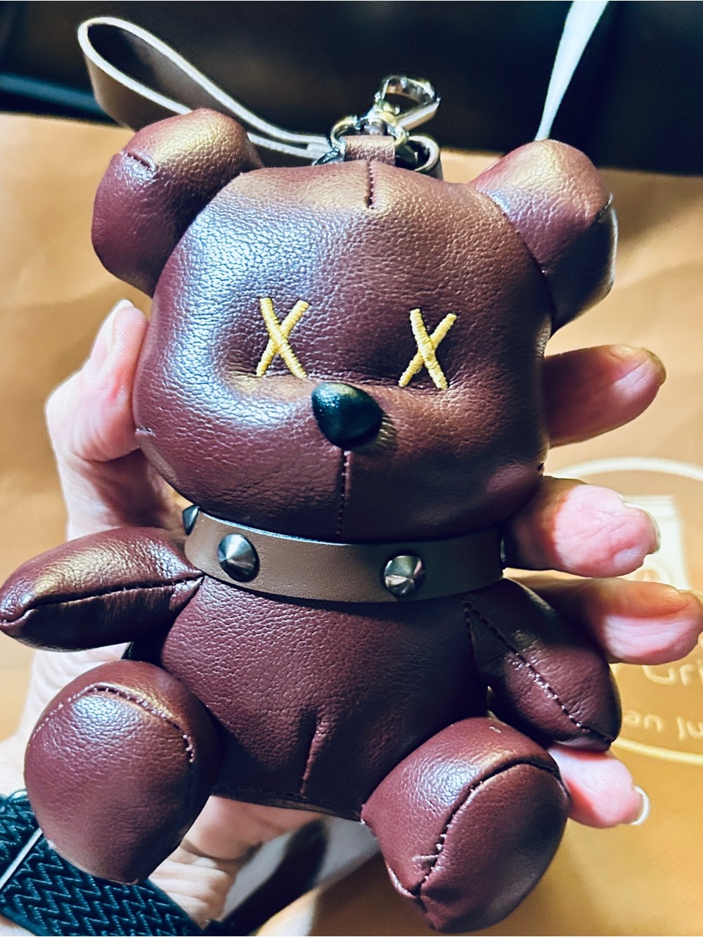 Teddy Bear Vegan Leather Large Purse Charm NEW